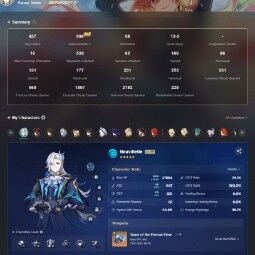(eu,AR 58,Niña🍭) 18 Pierna personaje (2 Arconte🌟) + 5 Piernas arma: Mavuika , neuvillette (C1)+Sig, xilonen, arlecchino , mualani ,raiden ,"" 9 C6 ' 4★personajes🌟 3